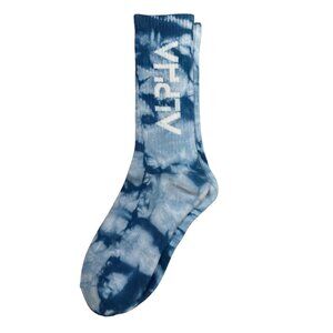 Men’s Tie‑Dye Crew Socks - Cotton Blend, Mid‑Calf, Blue